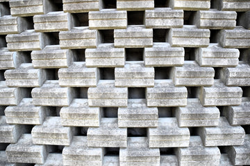 Concrete blocks form an intricate geometric pattern.
